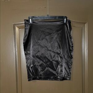 Elegant Black Satin Skirt